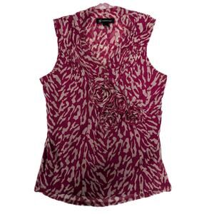 Women's  INC International Concepts Blouse Pink & White Animal Print Size M